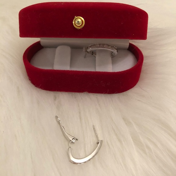 Silver earrings pink zirconia clips style - Picture 5 of 6